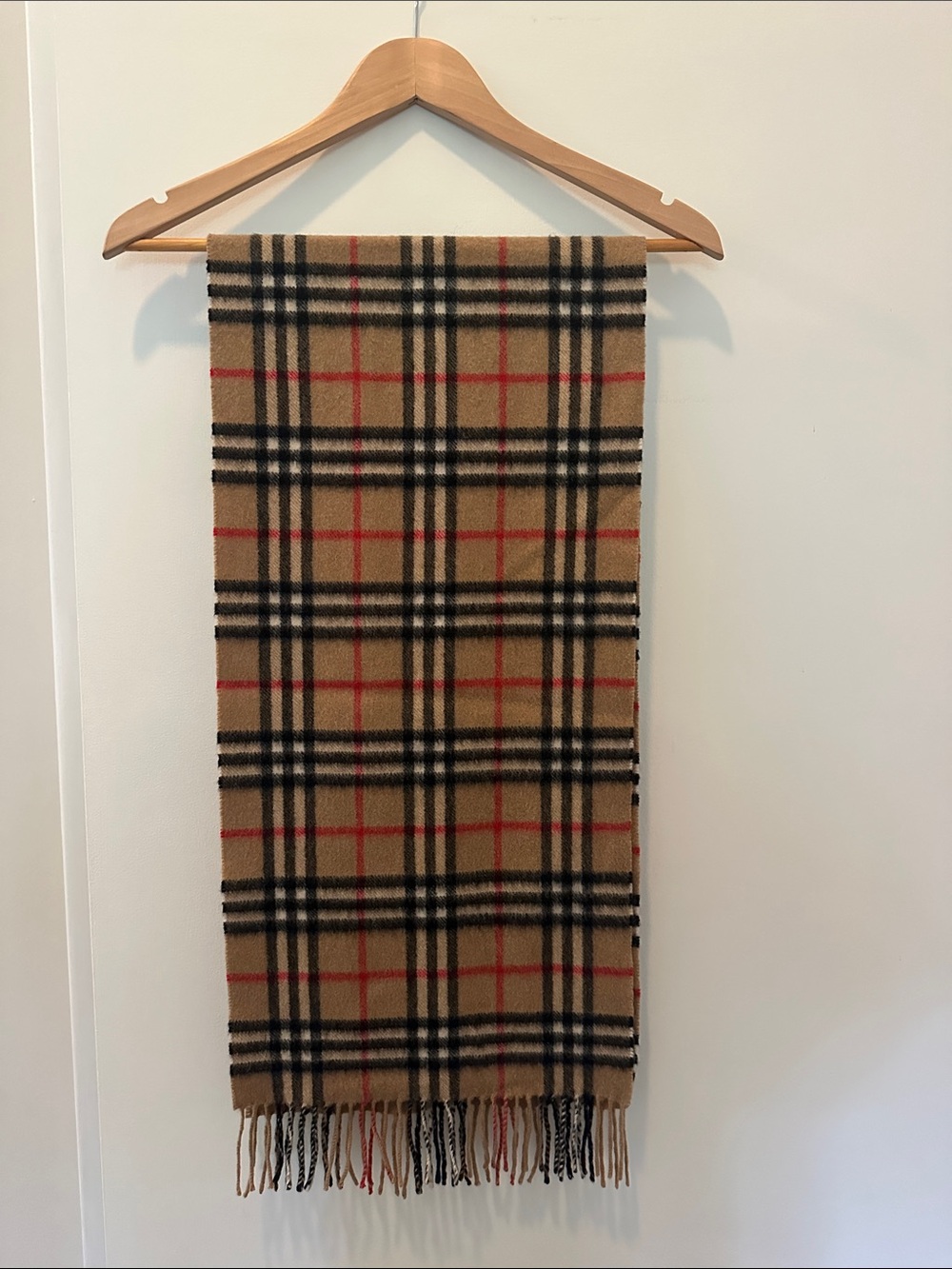 Burberry Cashmere Plaid Wool Scarf with Black and Red Check